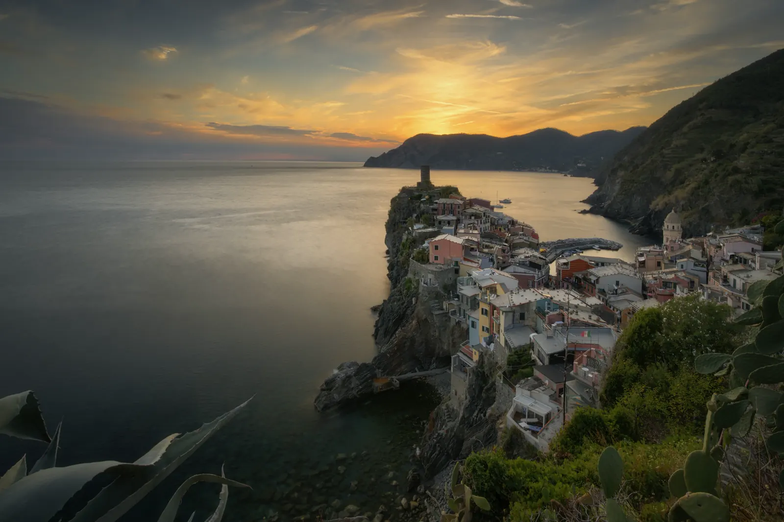 Positano on the Italian coast at sunset